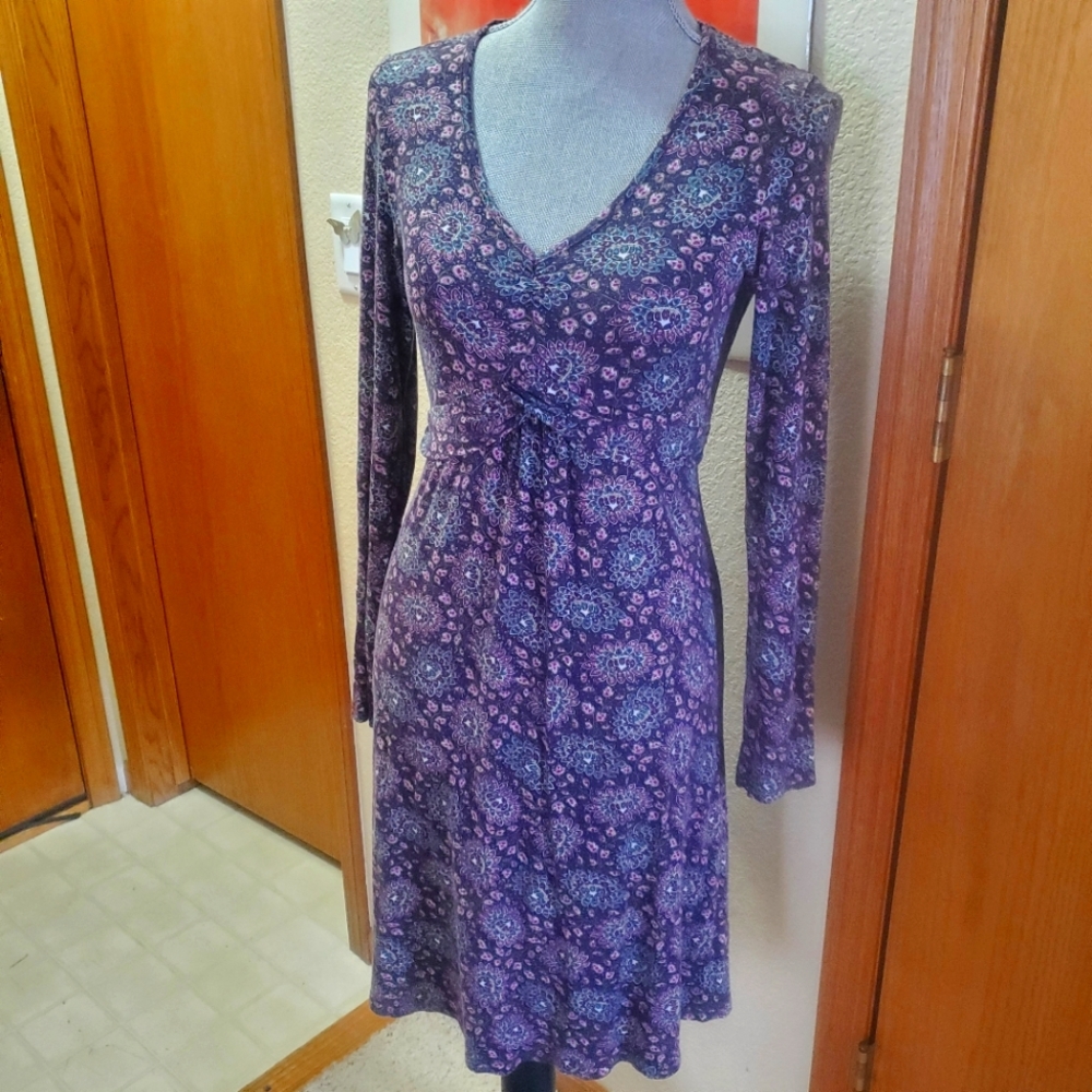 Axiome Women Purple Floral Long Sleeve Dress Size 38